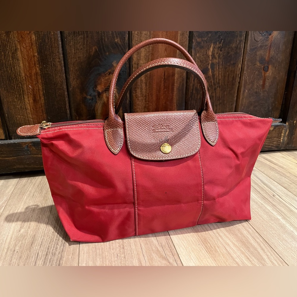 Longchamp Le Pliage Small Red Monogrammed M tote